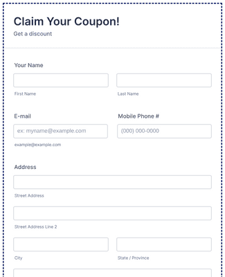 Form Templates: Claiming Coupon Form