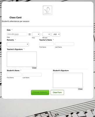 Class Card Form Template | Jotform