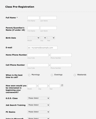 Education Class Registration Form Template | Jotform