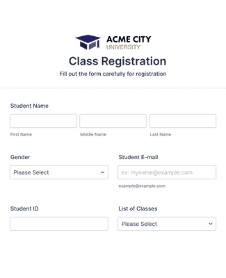Form Templates: Class Registration