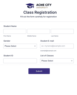 Student Class Forms School Course Registration Form Template | Jotform