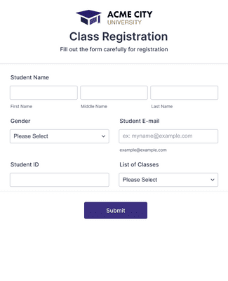 Form Templates: Class Registration