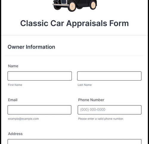Classic Car Appraisals Form Template Jotform