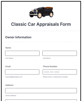 Classic Car Appraisals Form Template | Jotform