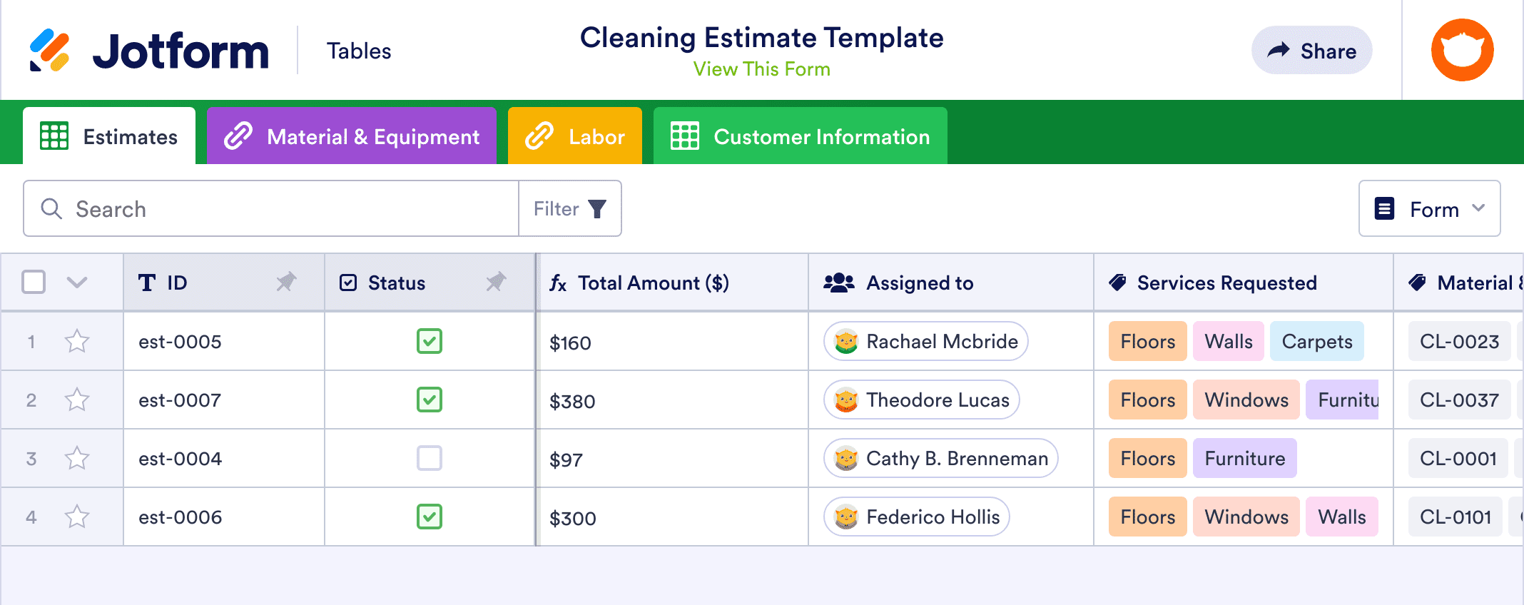 Cleaning Estimate Template