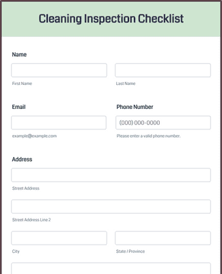 Cleaning Inspection Checklist Form Template | Jotform