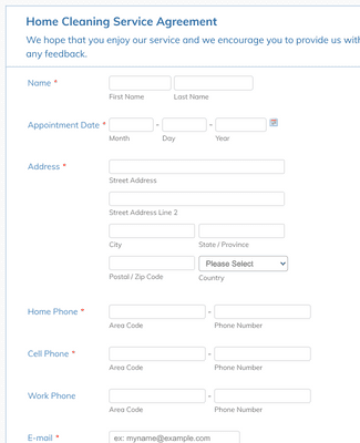 Form Templates: Cleaning Service Agreement Form