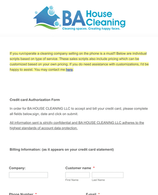 Cleaning Service Payment Form Template | Jotform