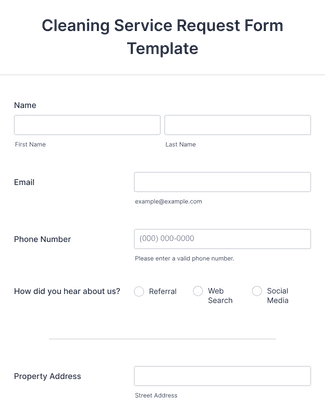 Form Templates: Cleaning Service Request Form Template