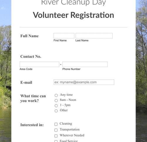 Cleanup Volunteer Registration Form Template | Jotform