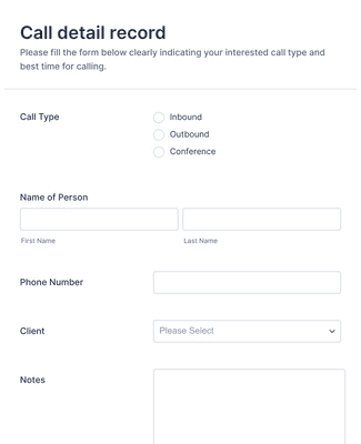 Outbound Call Tracker Form Template | JotForm