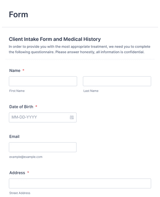 Client Intake and Med HX Form Template | Jotform