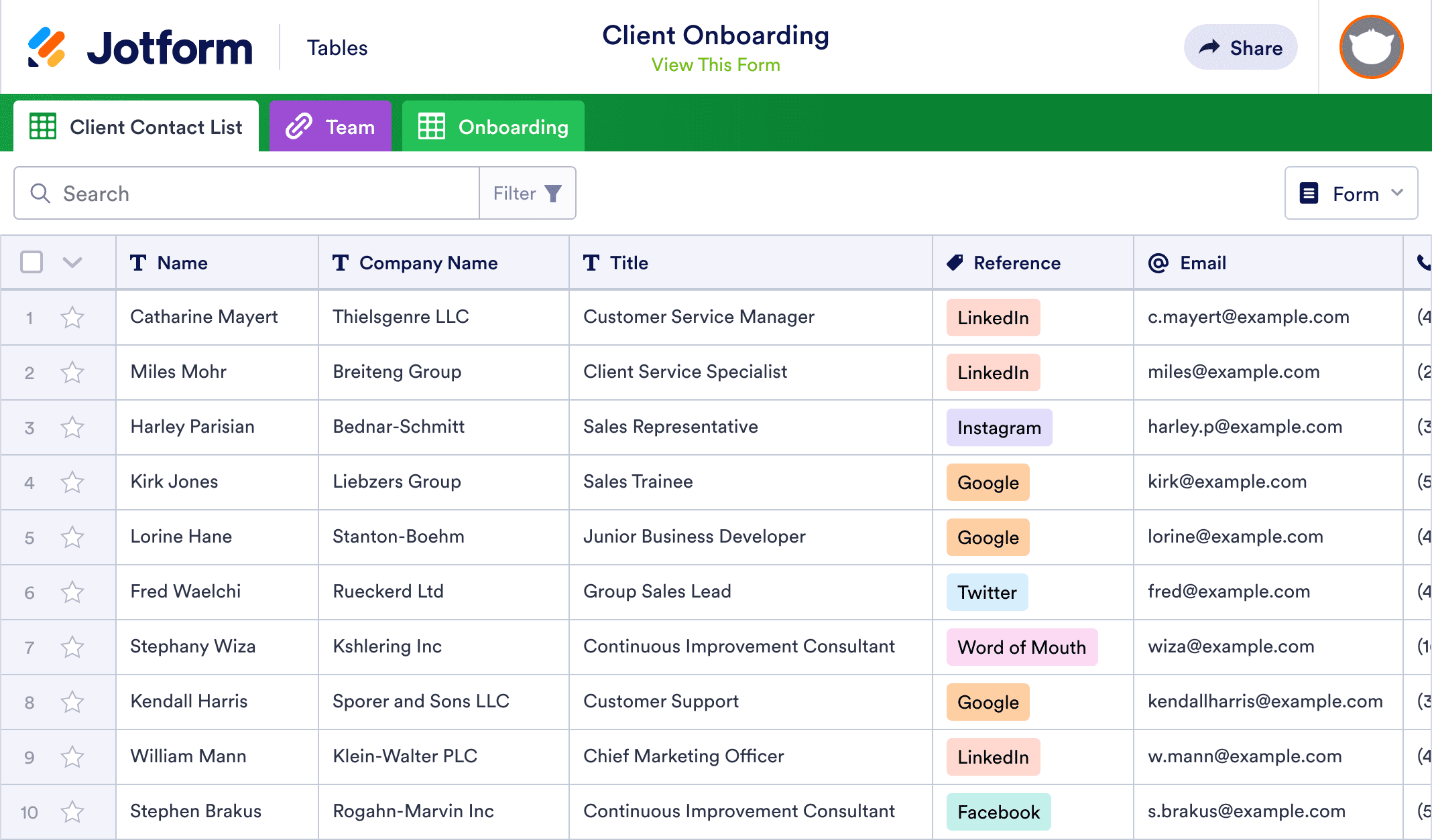 Client Onboarding Template | Jotform Tables