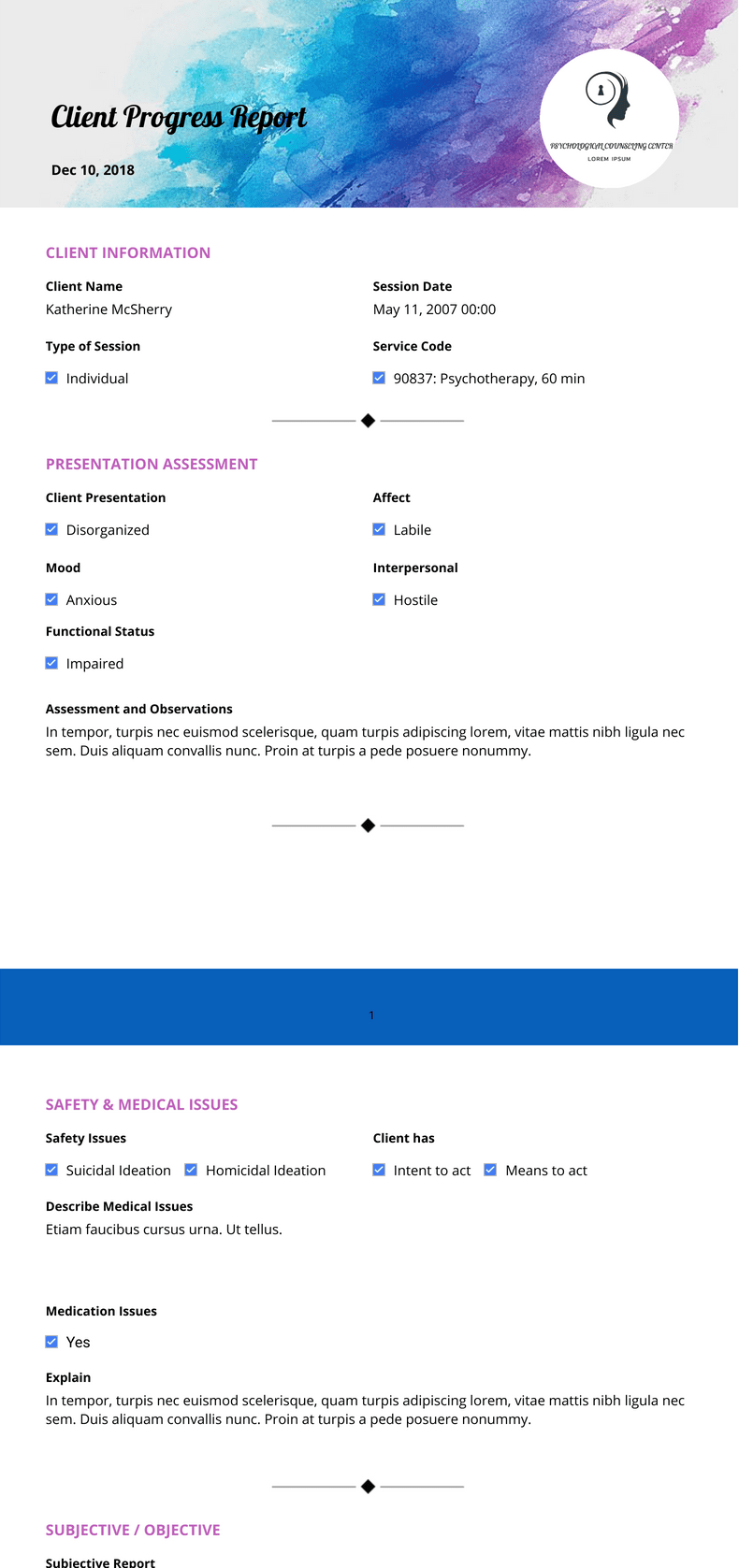 Client Progress Report - PDF Templates | Jotform
