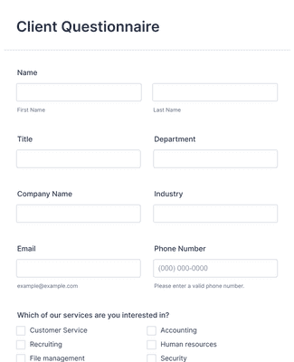 Web Designer Client Questionnaire Form Template | JotForm