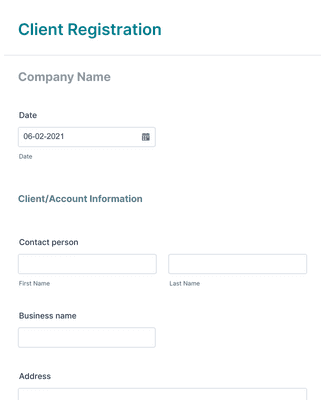 Client Register New Customer Registration Form Template | Jotform