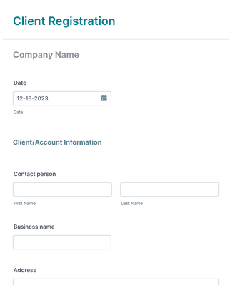 Client Registration Form Template | Jotform