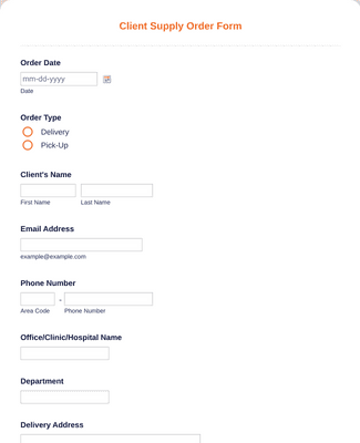 Form Templates: Client Supply Order Form