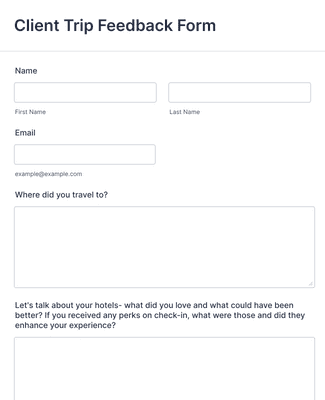 Client Trip Feedback Form Template | Jotform