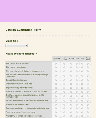 TEMPLATE - COURSE EVALUATIONS Form Template | Jotform
