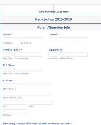 Student Registration Form for Dance Studio