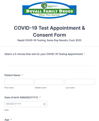 COVID-19 Rapid Test Appointment and Authorization Form - CPESN