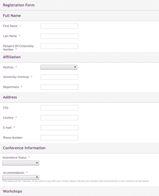 Form Templates: Detailed Registration Event Form