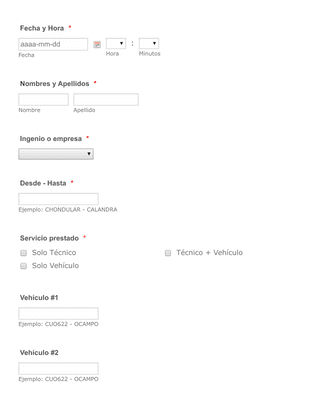 Form Templates: Clone of Registro de Servicios ACOMPAVIAL