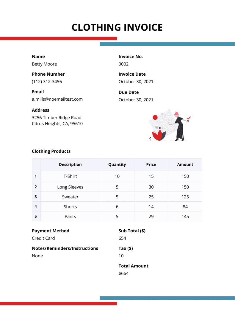 Clothing Invoice - PDF Templates | Jotform
