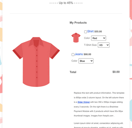 Form Templates: Clothing Order Form Template WorldPay UK 