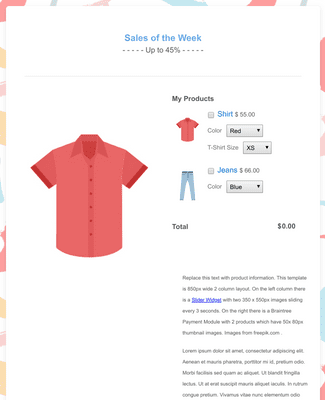 Clothing Order Form Template WorldPay UK