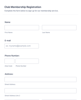 Club Membership Registration Form