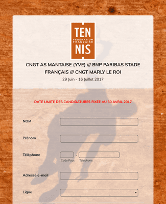 Form Templates: CNGT AS MANTAISE /// BNP PARIBAS STADE FRANÇAIS /// CNGT MARLY LE ROI
