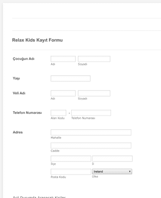 Form Templates: Çocuk Kampı Kayıt Formu