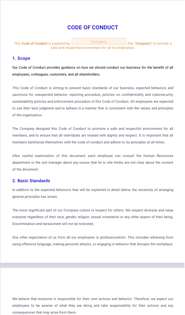 Code Of Conduct Template Sign Templates Jotform