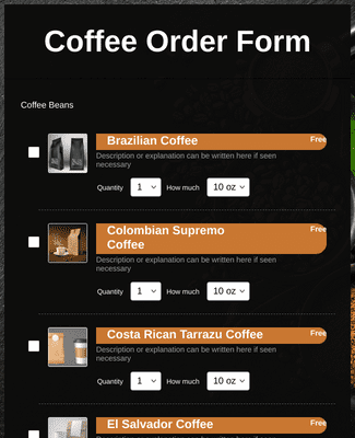 Java Coffee Order Form Cafe Order Form Template | Jotform