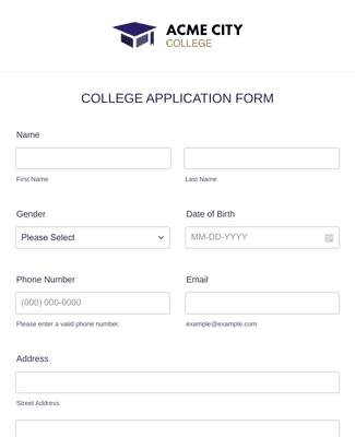 Form Templates: College Application Form