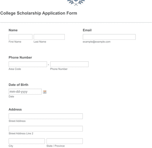 Form Templates: College Scholarship Application Form