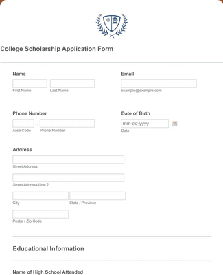 College Scholarship Application Form