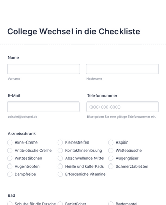 Form Templates: College Wechsel in die Checkliste