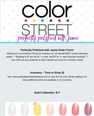 Form Templates: Color Street Current Inventory 