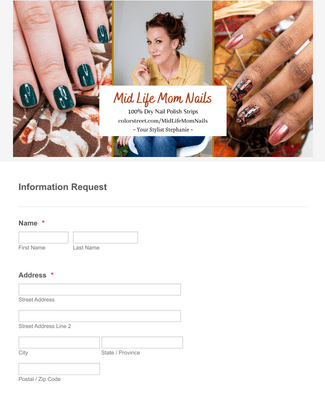 Color Street Sample and Information Request Form Template | Jotform