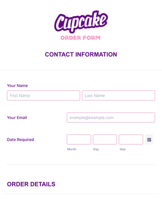 Form Templates: Colorful Cupcake Order Form