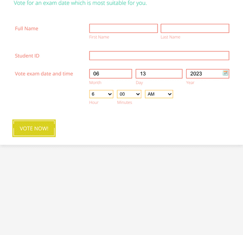 Exam Date Poll - Colorful Form Template | Jotform