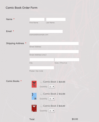 Comic Book Order Form