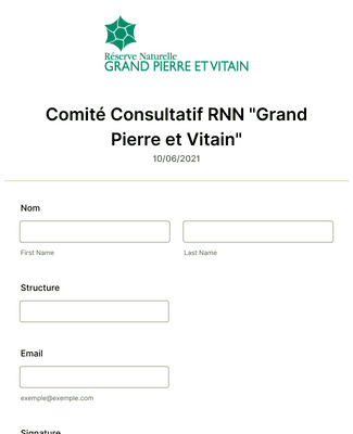 Form Templates: Comité Consultatif RNN Grand Pierre et Vitain 10/06/21
