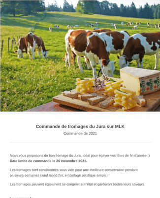 Form Templates: Commande de fromages du Jura