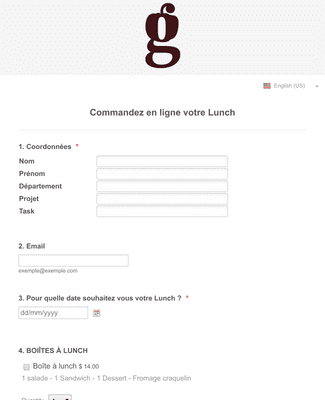 Form Templates: Commandez votre Lunch en ligne