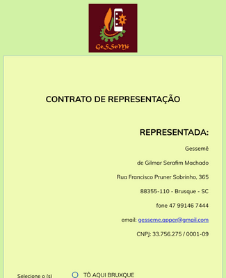 Commercial Representation Contract Form in Portuguese