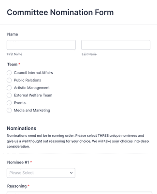 Committee Nomination Form Template | Jotform